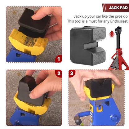 Universal Jack Stand Pad Adaptor Rubber Block Axle Listing Slotted Frame Rail Sill Damage Car Protector Heavy Duty Pinch Welds Jacking Point - size: 6Ton & 2Pcs