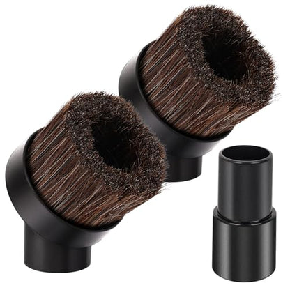 3 Pack Soft Horse Hair Vacuum Brush Attachment for Shark Vacuum Attachments-1 1/4" Round Vacuum Brush With 1-1/4" To 1-3/8" Adapter for shark brush Attachment and for Most Vacuum Cleaners Accessories