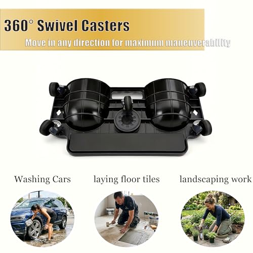Rolling Knee Creeper/Pads with Swivel Castors, Tool Tray, High-Impact Frame | Built-in Tool Tray; Cushioned Pads; ABS Frame; Applications(Auto Shop/Workshop/Flooring/Painting/Landscaping)