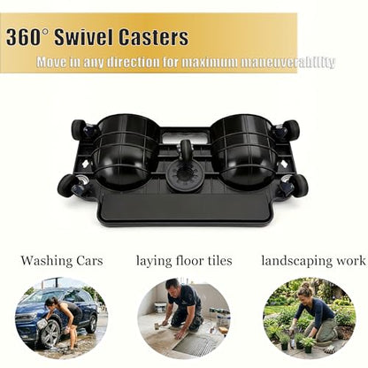 Rolling Knee Creeper/Pads with Swivel Castors, Tool Tray, High-Impact Frame | Built-in Tool Tray; Cushioned Pads; ABS Frame; Applications(Auto Shop/Workshop/Flooring/Painting/Landscaping)