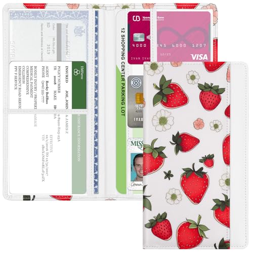 Car Registration and Insurance Holder, with Magnetic Closure for License, Cards and Documents, All Vehicle Needs and Car Accessories (Strawberry) - color: Strawberry