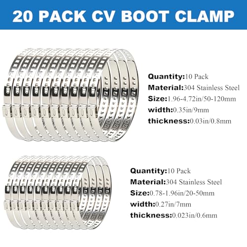 CV Boot Clamp Tool,Axle Dust Boot Install & Removal Tool with 20 Pack 304 Stainless Steel Clamps,Ideal for Car,Truck,ATV and SUV Drive Shaft Repair