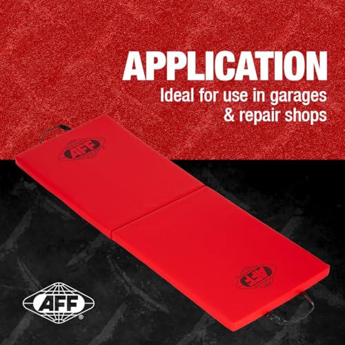 AFF Folding Mechanic Pad - 47" Length Heavy Duty Pad for Lying, Sitting or Kneeling - Chemical Resistant Vinyl Upholstery with Carrying Handle - Garage & Repair Shop Use