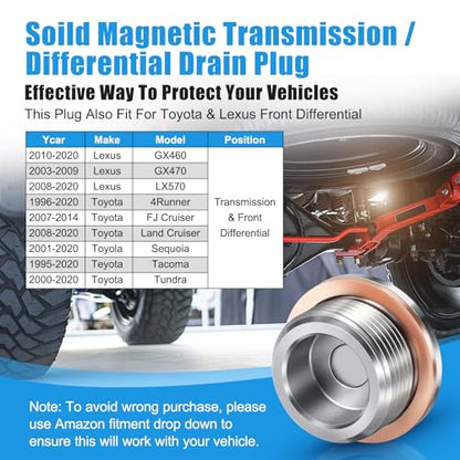 M24x1.5 Engine Oil Drain Plug Stainless Steel Magnetic Fit for 2012- BMW X1 X3 X4 X5 Z4, 220i 228i 320i 328i 330E 420i 428i 520i 528i E84 E89 F07N F10 F11, Replace 11137605018 OEM Style - size: M24 x 1.5
