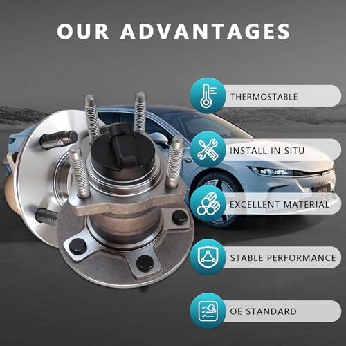 512285 Rear Wheel Bearing Hub Assembly for Chevrolet Malibu 2004-2012 | Hub for Pontiac G6 2005-2010, Saturn Aura, Cobalt, HHR, Eliminates Noise, Direct Bolt-On, OEM Quality, No Warning Lights - size: 512285
