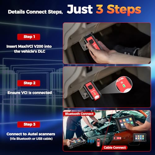 Autel MaxiVCI VCI200 V200 Wireless Dongle, 2026 VCI 200 OBD2 Connector Adapter, 2.0 of V150 VCI100 V100 Car Communication Interface, for MK900BT MP900BT MS906 PRO MS906MAX MS906 PRO-TS KM100 BT608 etc