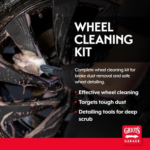 Griot's Garage Wheel Cleaning Kit, Includes Wheel Cleaner, Long-Reach Scrubbing Wheel Brush, and Two Mitts, 11224