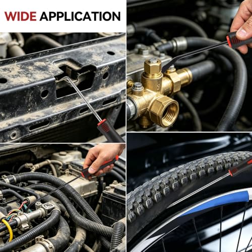12PCS Automotive Pick and Hook Tool Set, Professional Mechanic Pick Set | 4 Flat Oil Seal Hooks & 8 Hook Picks, Dual Length Design, Heat-Treated High Carbon Steel & Premium Metal, Ergonomic Grip - color: Red