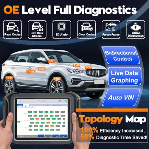 XTOOL D9S Topology Mapping OBD2 Scanner, Wireless ECU Coding & Bidirectional Automotive Diagnostic Scan Tool, PMI for Ford, AI-Assisted, 45+ Resets, 8 PIDs Live Data, FCA, Full System, 3-Year Updates