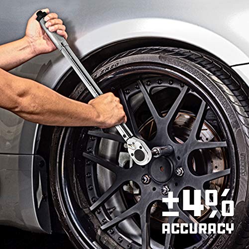 Powerbuilt Micrometer Torque Wrench, 1/2-Inch Drive, Reversible Ratchet Clicks, Lockable, 30 to 150 Foot Pound Range - 644999 - size: 1/2 in.