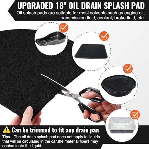 Saillong 2 Pcs 18'' Round Oil Drain Splash Pad, No Splatter Pad Fit 1.5-20 Gal Oil Drain Pan, Anti Splash Oils Change Mat for Car Changing Oils Transmission Drains Pan