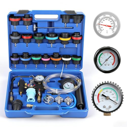 Coolant Pressure Tester Kit, 31PCS Master Coolant Vacuum Refill Kit with 23 Radiator Adapters for Automotive Cooling System Vacuum Leak Tester & Radiator Pressure Tester Kit with Refill Tool
