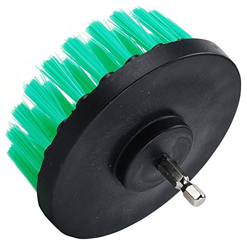 HIFROM Drill Brush - 4 inch Power Drill Attachment Medium Duty Scrubbing Stiffness Scrub Cleaning Brush for Bathroom Surfaces Tile Grout Showers Hard Water Stains Rust Mineral Marble Grout - color: Green