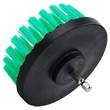 HIFROM Drill Brush - 4 inch Power Drill Attachment Medium Duty Scrubbing Stiffness Scrub Cleaning Brush for Bathroom Surfaces Tile Grout Showers Hard Water Stains Rust Mineral Marble Grout - color: Green