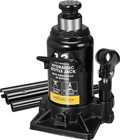 Torin 12 Ton (24,000 LBs) Hydraulic Car Bottle Jack for Auto Repair and House Lift, Black, AT91207AB