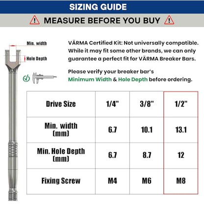 1/2" Breaker Bar Replacement Head Kit (2 PACK) – Advanced Washer-Tension Drive Head – Stays at Any Angle, No Flopping – CR-MO Breaker Bar Maintenance Pack with Drive Squares & Screws - size: 1/2" Drive