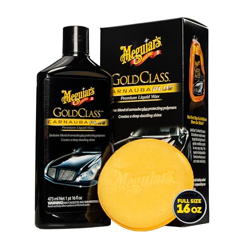 Meguiar's Gold Class Carnauba Plus Premium Liquid Wax Kit, Car Detailing Kit with a Pure Carnauba Wax Blend and a Foam Applicator Pad for Keeping Glossy Paint Protected Like a Pro, 16 Oz Bottle - size: 16 Fl Oz (Pack of 1)
