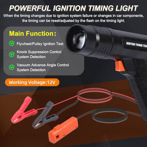 DUOYI Timing Light Automotive Engine Timing Lights 12V Ignition Timing Light with Strobe Lamp Inductive Timing Tool Kit Reverse Polarity/Overload Protection Ignition Timing Tool with 10ft Test Lead