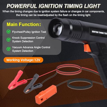 DUOYI Timing Light Automotive Engine Timing Lights 12V Ignition Timing Light with Strobe Lamp Inductive Timing Tool Kit Reverse Polarity/Overload Protection Ignition Timing Tool with 10ft Test Lead