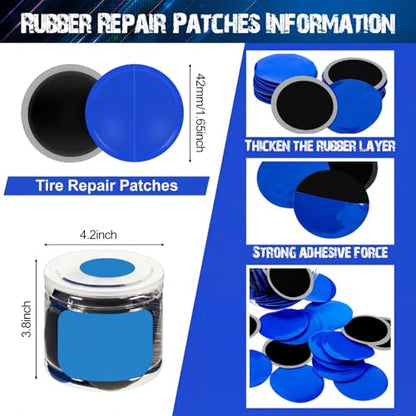 Tallew 300 Pcs Heavy Duty Tire Patches Radial Patch Round Fast Repair Cold Tyre Puncture Repair Kit for Car Truck Motorcycle Automobile Bike Inner Tire (42 mm) - size: 42 mm
