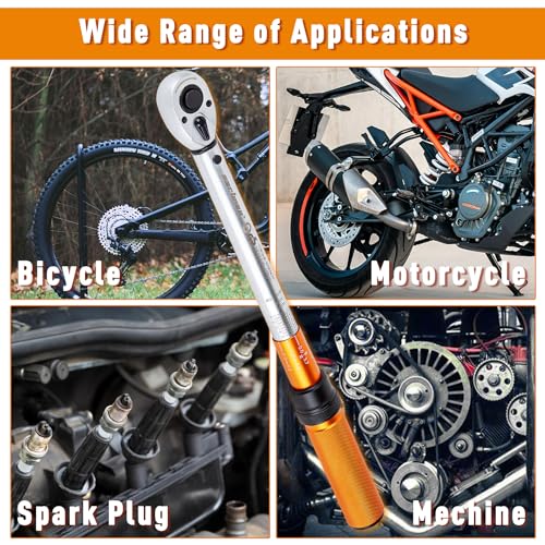 CARTMAN 1/2-Inch Drive Click Torque Wrench, Dual Range Moto Repair Tool Set | Dual range click torque wrench with quick release, reversible ratchet, calibrated accuracy for MTB, e-bike, and moto fix use. - style: 1/2 Inch Drive