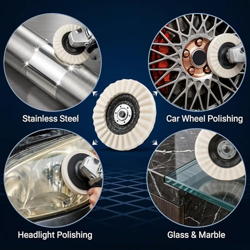 10 Pcs Wool Polishing Wheel Disc, Thicken Arbor Buffing Wheel 4-1/2" x 7/8" Arbor Wool Felt Flap Polishing Disc for Angle Grinder Multi Surface Metal Wood Glass Ceramic Automotive