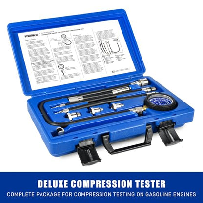 Compression Tester Kit 0-300 psi Cylinder Gauge for Gas Engine | Dual-range 0-300psi/20.7Bar, 10-18mm Multi-size Spark Plug Adapters - color: Engine Compression Gauge Kit