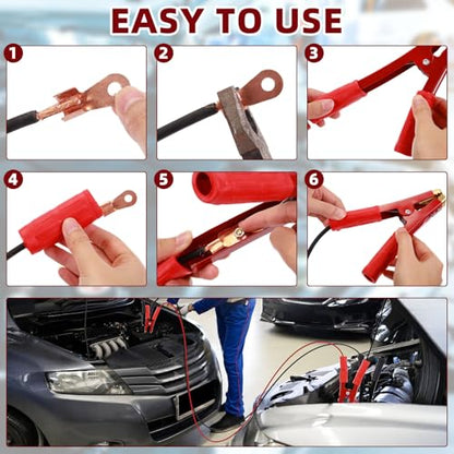 Kingdder 12 Pcs Battery Jumper Cable Clips Heavy Duty Car Battery Charger Clamps Pure Copper 500-1000a with Insulating Sheath Jumper Cable Ends for Cables All Kinds of Cars and Boats