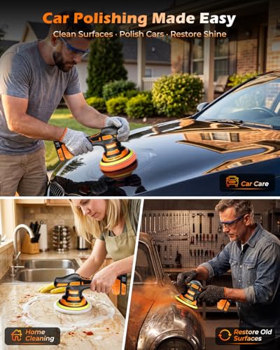 8-Speed Cordless Car Buffer Polisher Kit, 28 PCS Complete Kit | Long Runtime, Hard Carrying Case, for Waxing, Polishing and Scratch Removal on Cars, RVs and Boats, Ideal for Gift Giving
