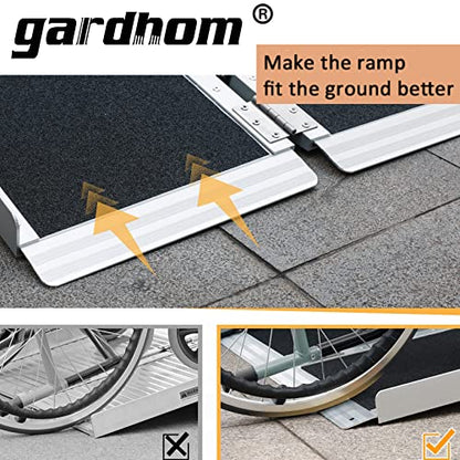 Wheelchair Ramp 7FT, gardhom Anti-Slip Aluminum Folding Handicap Ramp Wheel Chair Ramp for Home Threshold Doorways Steps Curb Vehicle Entry Scooter Stairs Driveway Vans SUV - size: 7 Foot (Applicable height 7"-14")