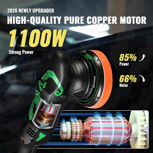BATOCA 6 Dual Action Random Orbital Car Polisher, 700W Automotive Paint Buffer Kit, 6 Variable Speeds DA Buffer for Car Detailing, with Foam Pads for Waxing,Buffing,Sanding,Polishing