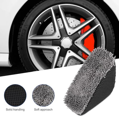 NQEUEPN 2pcs Tire Shine Applicator, Reusable Microfiber Tire Brightener Pad Triangle Tire Dressing Applicator Pad Tire Shine Applicator Sponges Tire Applicator Pads for Car Cleaning