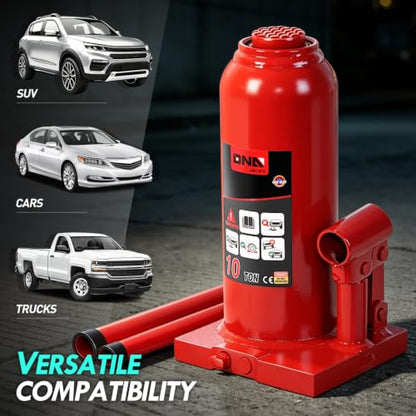 DNA Motoring 10 Ton / 20000 lbs Lifting Automotive Welded Hydraulic Bottle Jack for Car SUV Pickup Truck, Auto Repair, with Manual Handle, Red - color: red, style: 10 ton