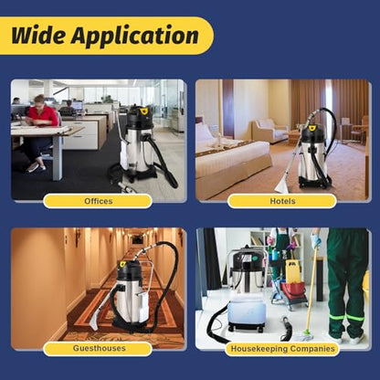40L/11Gallon Commercial Cleaner Carpet Extractor, 2-in-1 Wet/Dry/Upholstery Shampoo Vacuum Cleaner with 360° Swiveling Wheels, Portable Carpet Sofa Cleaning Machine for Home, Apartment, Car