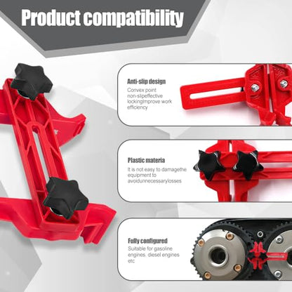 Car Dual Camshaft Clamp, Car Engine Timing Belt Sprocket Gear Locking Tool Kit, Anti-Slip Cam Gear Clamp and Holder Set, Universal Car Accessories Cam Bearing Tool Kit Fit for Most Cars