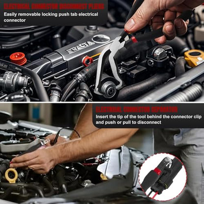 Electrical Disconnect Pliers 37960, 37980, Electrical Connector Separator 13120, 8in Automotive Tools Electrical Connector Pliers, Automotive Tools for Push Tab Style Plugs (3-Piece Set) - style: Straight and 60 Degree