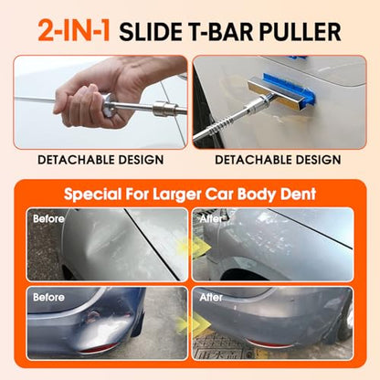 Car Dent Puller Kit - Dent Remover with Slide Hammer T-Bar Bridge Lifter and High Adhesion Pull Tabs - for Paintless Auto Body Repair on Vehicle Door Dings Hail Damage and Furniture - size: Dent Puller Kit-C