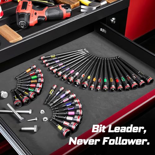 Geinxurn Impact Nut Driver Set, 10 Pieces 2.56 Inch Long Magnetic Metric Nut Setter Set 6 Point Alloy Steel Use 1/4” Hex Shank Impact Driver Stored in Portable Storage Cases for Repair - size: 2.56", style: 2.56"-M