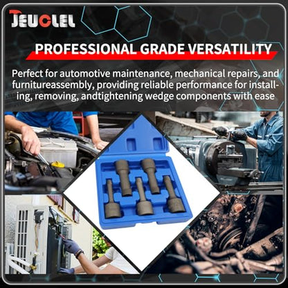 5PCS 1/2” Drive Impact Wedge Proof Extractor Set, Bolt Extractor | 8mm, 10mm, 12mm, 14mm, 16mm Socket, Easy Out Bolt Remover Kit, Damaged, Spiral, Rusted, Strip, Stripped, Wedge Components - color: Long 5pcs Wedge Proof Extractor