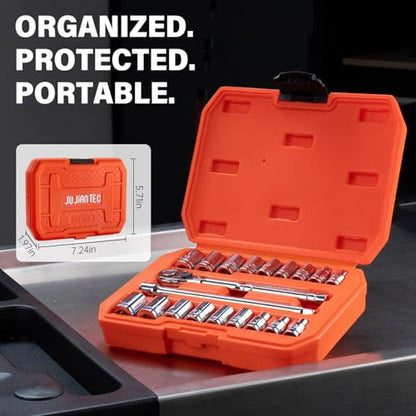 20-Piece 1/4" Drive Shallow Socket Set, SAE/Metric - size: 20pcs Shallow