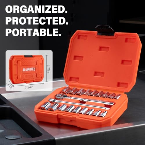20-Piece 1/4" Drive Shallow Socket Set, SAE/Metric - size: 20pcs Shallow