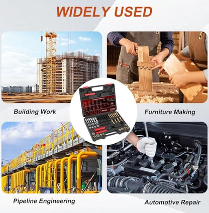 Marvelity 49PCS Thread Chaser and Repair Kit with 22 Taps, 24 Dies, 3 Files for UNC UNF Metric Bolts, Nuts and Screws