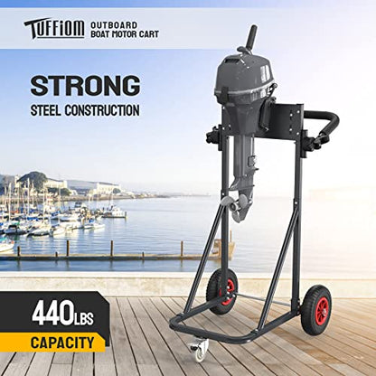 TUFFIOM Outboard Boat Motor Stand, Heavy Duty Outboard Engine Stand Carrier Cart Dolly, Boat Motor Support Stand 40lbs Capacity w/Lockable Swivel Wheel for Motor Storage, Repair, Maintenance