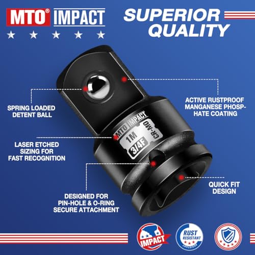 2 Pieces 3/4" Female to 1" Male Impact Socket Adapter, 3/4" Drive Impact Socket Adapter Set, Chrome Molybdenum Alloy Steel - size: 3/4" Female to 1" Male