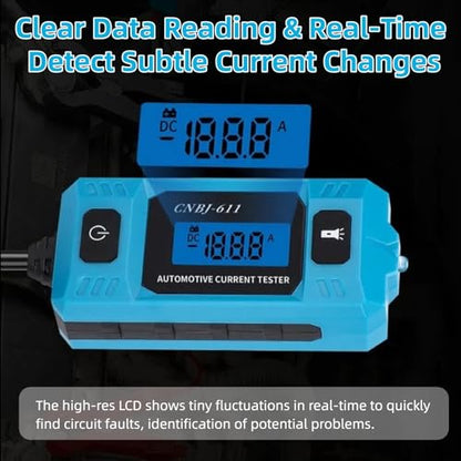 CNBJ-611 Automotive Circuit Fault Probe Tester, 0.01A~19.99A Portable High-Precision Fuse Tester Automotive Tool, with Led Display & Front Lighting, Probador De Relay Automotriz, Max 48v