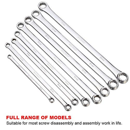 BULLTOOLS Extra Long Double Box End Wrench Set Chrome Vanadium Steel Aviation Wrenches Metric 8-24mm with Organizer Box (8-Piece) - size: 8mm-24mm 8 PCS