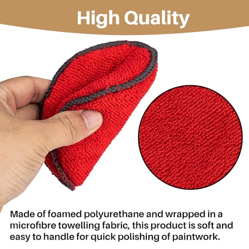 Sukh 12 Pack Microfiber Applicator Pads - Foam Car Wax Applicator Pad for Detailing - color: Red