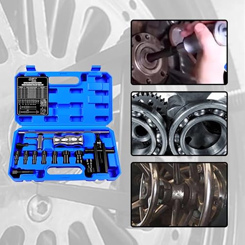 SGT 12pcs Blind Hole Collet Bearing Puller Set,Internal Bearing Extractor Puller Kit,Motorcycle Bicycle Wheel Bearing Removal Tool,Slide Hammer Bearing Puller with Expandable Collets 8-32mm