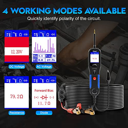 VDIAGTOOL V200 Automotive Circuit Tester, Power Circuit Probe Tester Kit, 12V-24V Short/Open Circuit Finder, AC/DC Diode Resistance Relay Fuse Component Test, Digital Voltmeter Ohmmeter, 40FT Cables