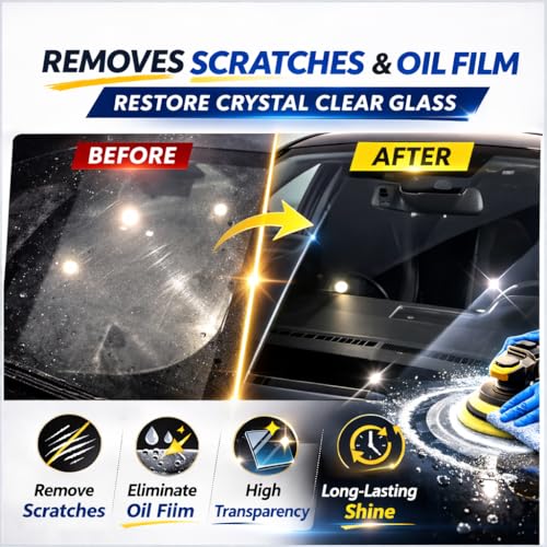 6.6 fl oz (200 ml) Cerium Oxide Glass Polishing Liquid – Deep Cleaning Glass & Removes Wiper Marks, Swirls, Water Spots & Windshield Cleaner & Remover for Minor Glass Scratches （Shake Well Before use）
